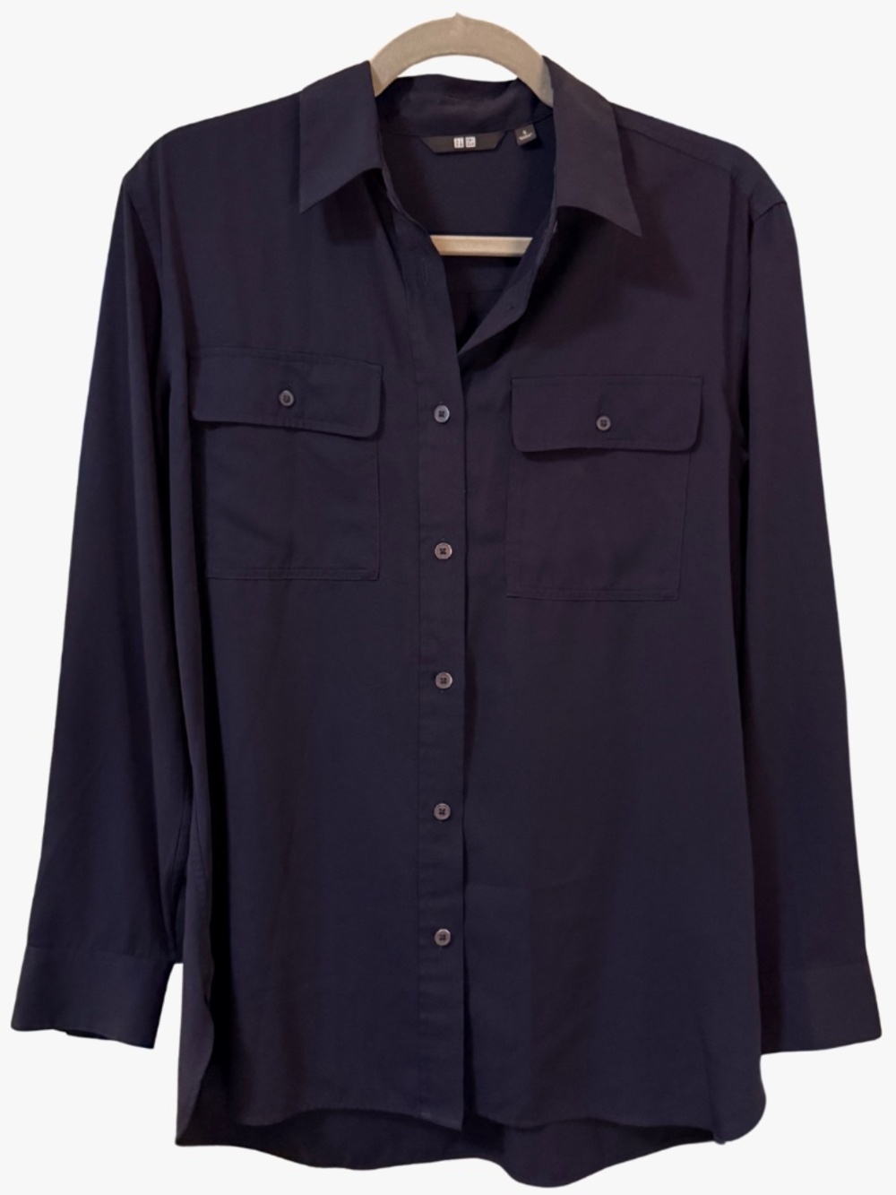 Uniqlo Navy Utility Pocket Long Sleeve Button Down Shirt
